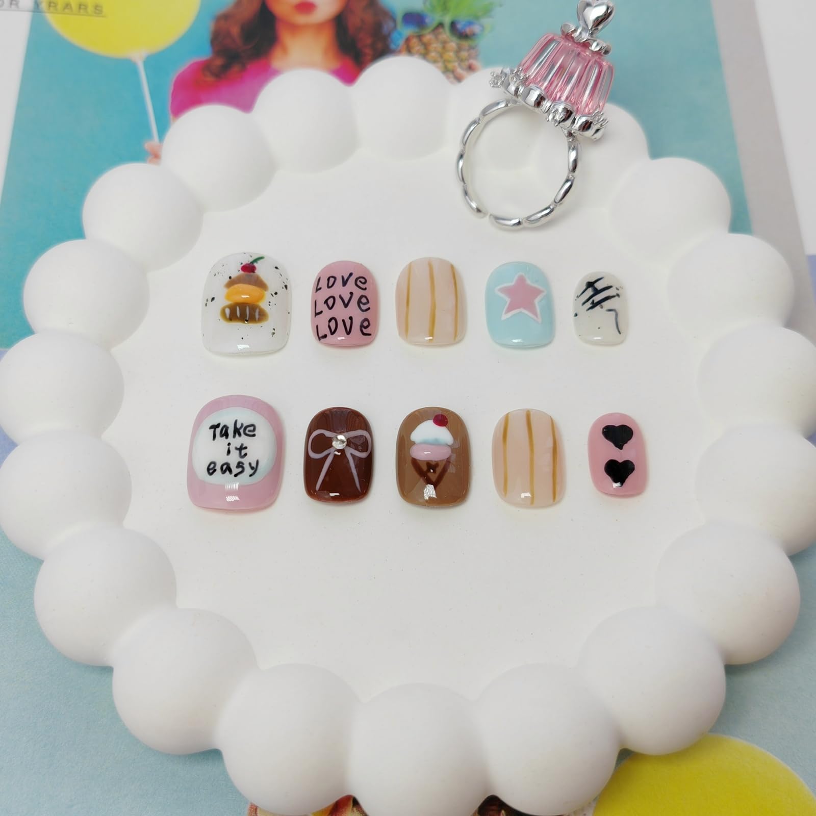 UNIYVOH Extra Short Press On Nails Squoval – Handmade 3D Designs & Reusable Tips