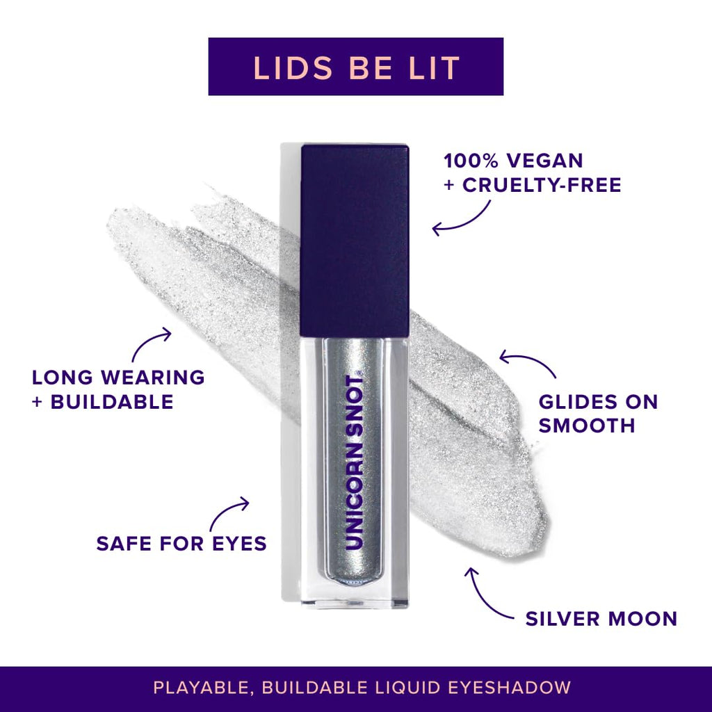 UNICORN SNOT Eyelighter: Liquid Eyeshadow in Bounce/Silver | Buildable Glitter, Cruelty-Free