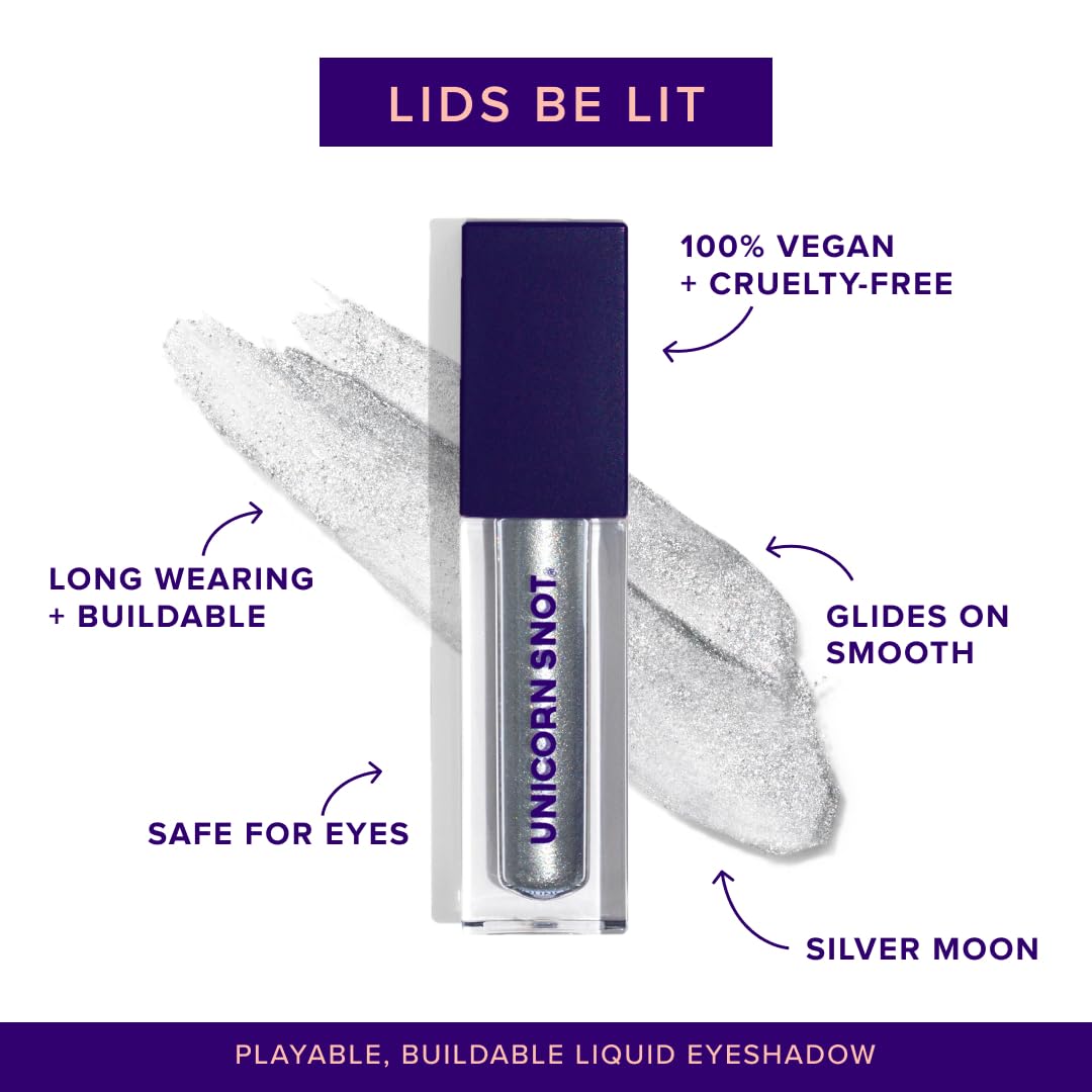 UNICORN SNOT Eyelighter: Liquid Eyeshadow in Bounce/Silver | Buildable Glitter, Cruelty-Free