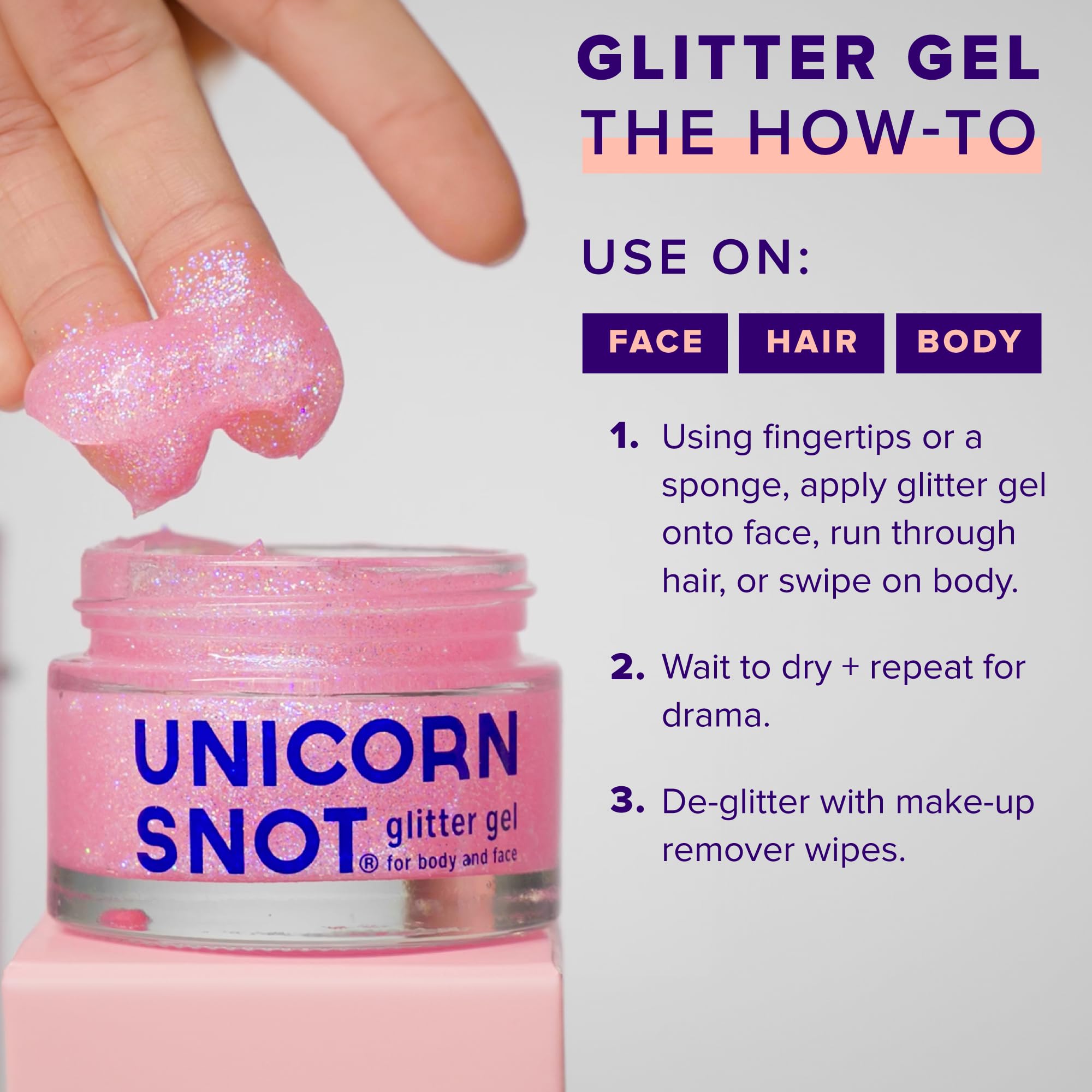 UNICORN SNOT Holographic Glitter Gel – 1.7 oz Pink Flamingo, Vegan & Cruelty-Free