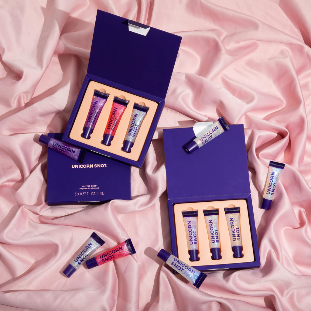Unicorn Snot Plant-Based Glitter Lip Gloss Gift Set – 3-Pack, Vegan & Cruelty-Free