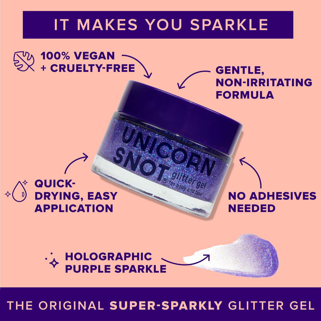 UNICORN SNOT Holographic Glitter Gel – Purple UV, 1.7 oz | Vegan & Cruelty-Free