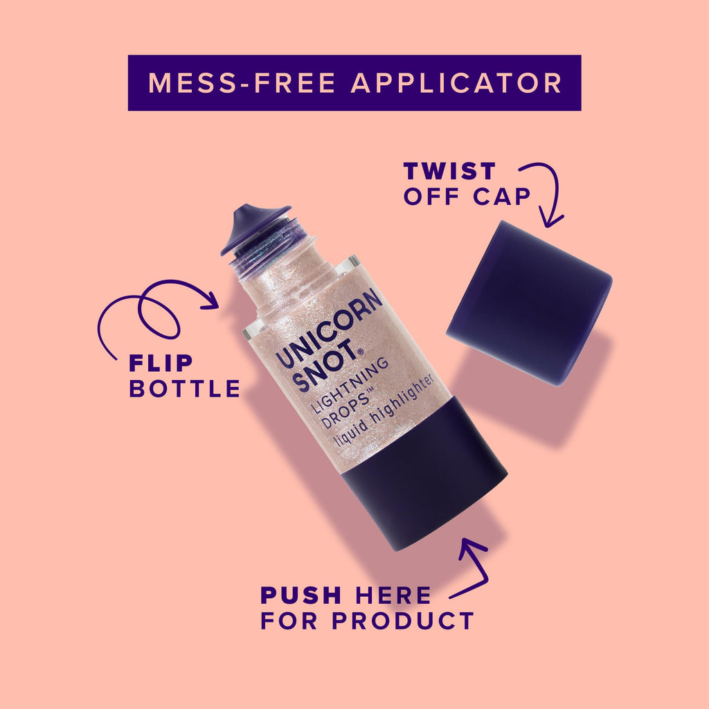 Unicorn Snot Lightning Drops Liquid Highlighter – Buildable Glow for Face & Body (Aqua Rose/Nymph) | Cruelty-Free