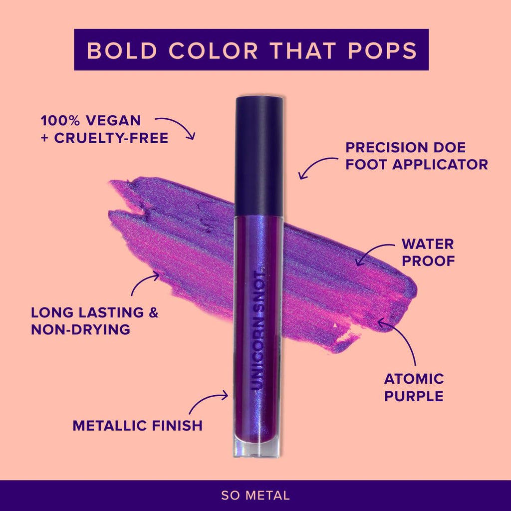 UNICORN SNOT Liquid Metal Lip Paint | Intense Pigment, Non-drying, Metallic Lip Color Makeup | Vegan & Cruelty-free Lip Makeup - BOOM (Atomic Purple)