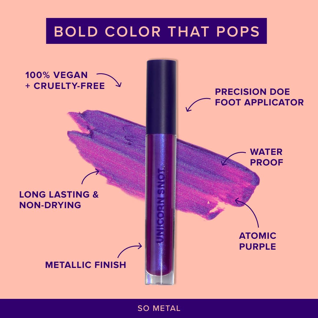 UNICORN SNOT Liquid Metal Lip Paint | Intense Pigment, Non-drying, Metallic Lip Color Makeup | Vegan & Cruelty-free Lip Makeup - BOOM (Atomic Purple)