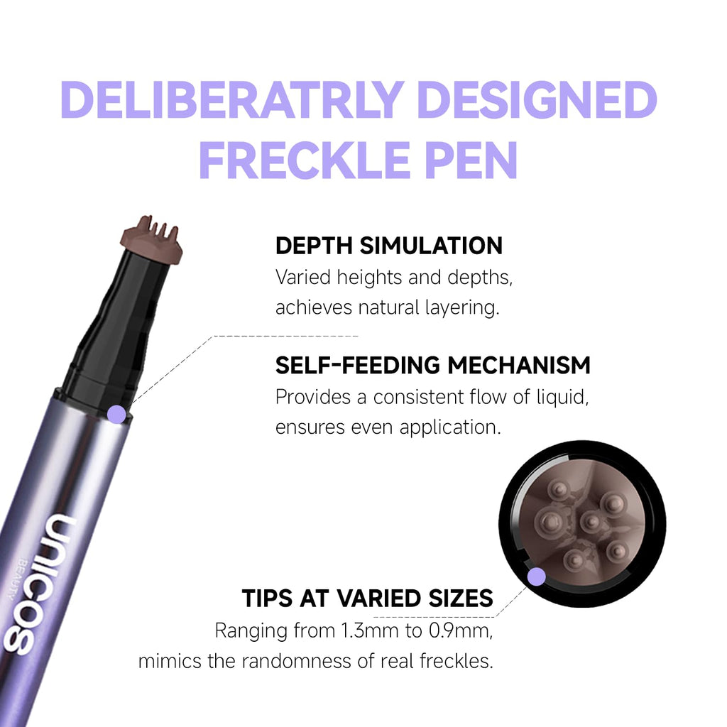 Unicos Freckle Stamp – 2-in-1 Freckle Pen with Blush (Natural, Quick-Dry, Waterproof)