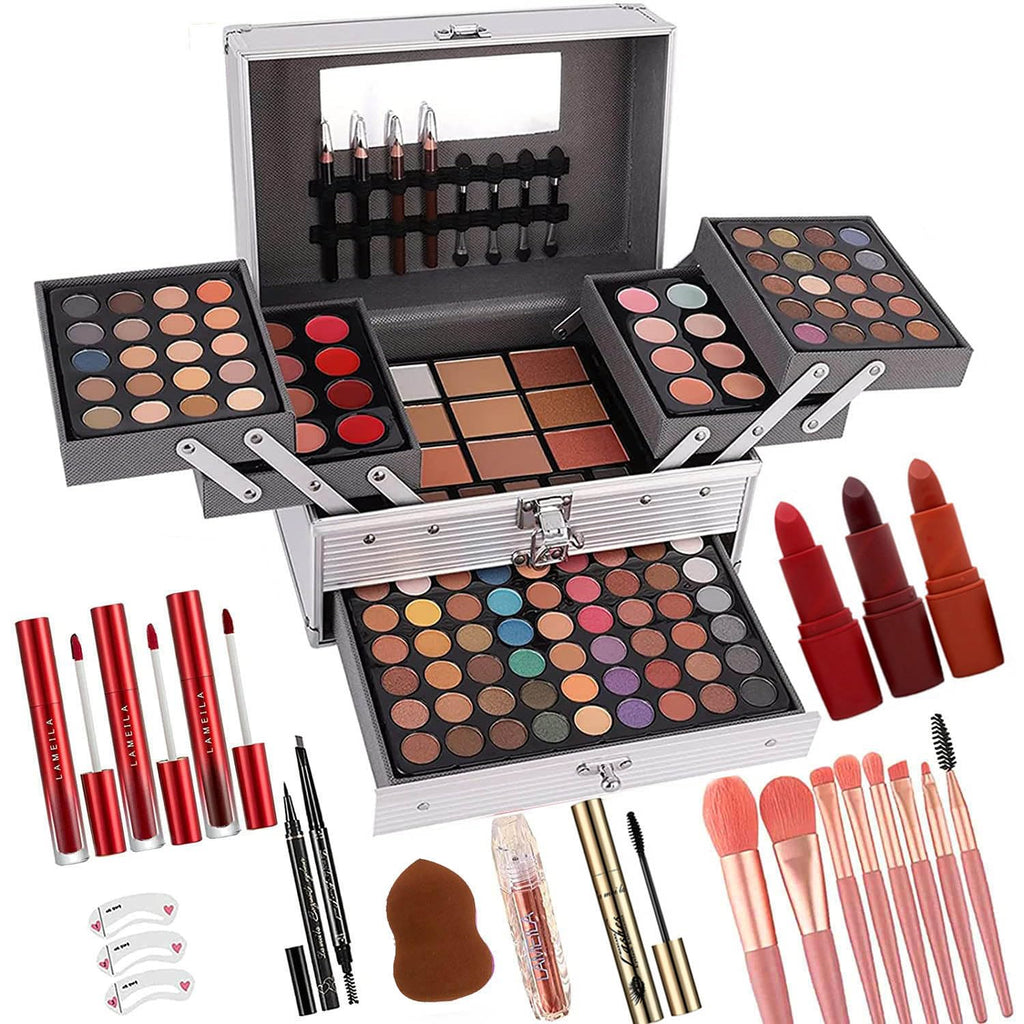 UNIFULL 132-Color All-In-One Makeup Kit – Complete Professional Makeup Set (006N2-Silver)