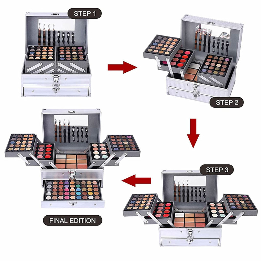 UNIFULL 132-Color All-In-One Makeup Kit – Complete Professional Makeup Set (006N2-Silver)