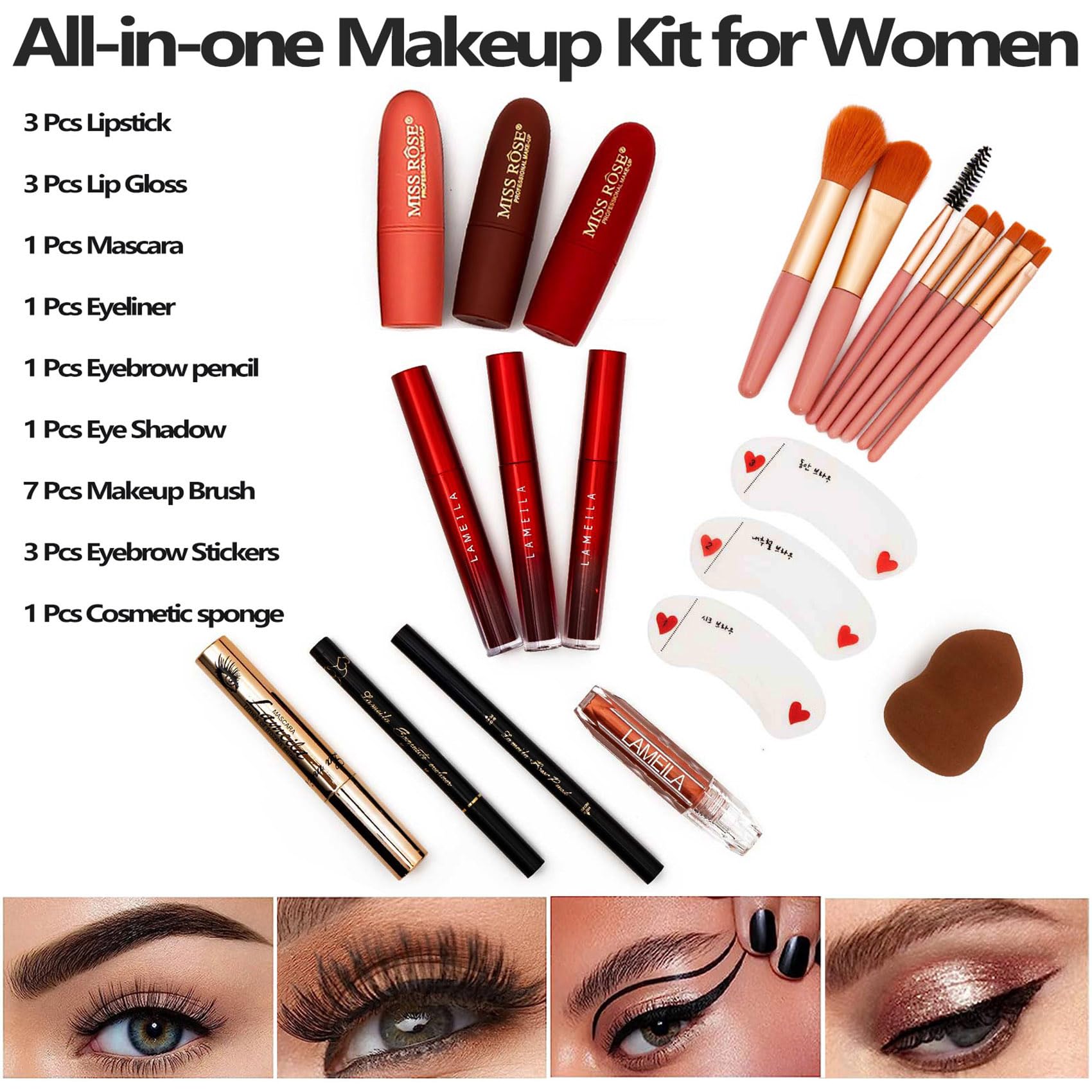 UNIFULL 132-Color All-In-One Makeup Kit – Complete Professional Makeup Set (006N2-Silver)