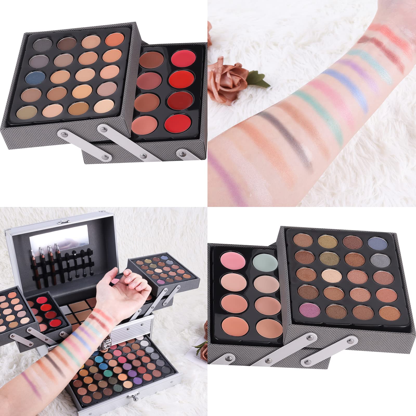UNIFULL 132-Color All-In-One Makeup Kit – Complete Professional Makeup Set (006N2-Silver)