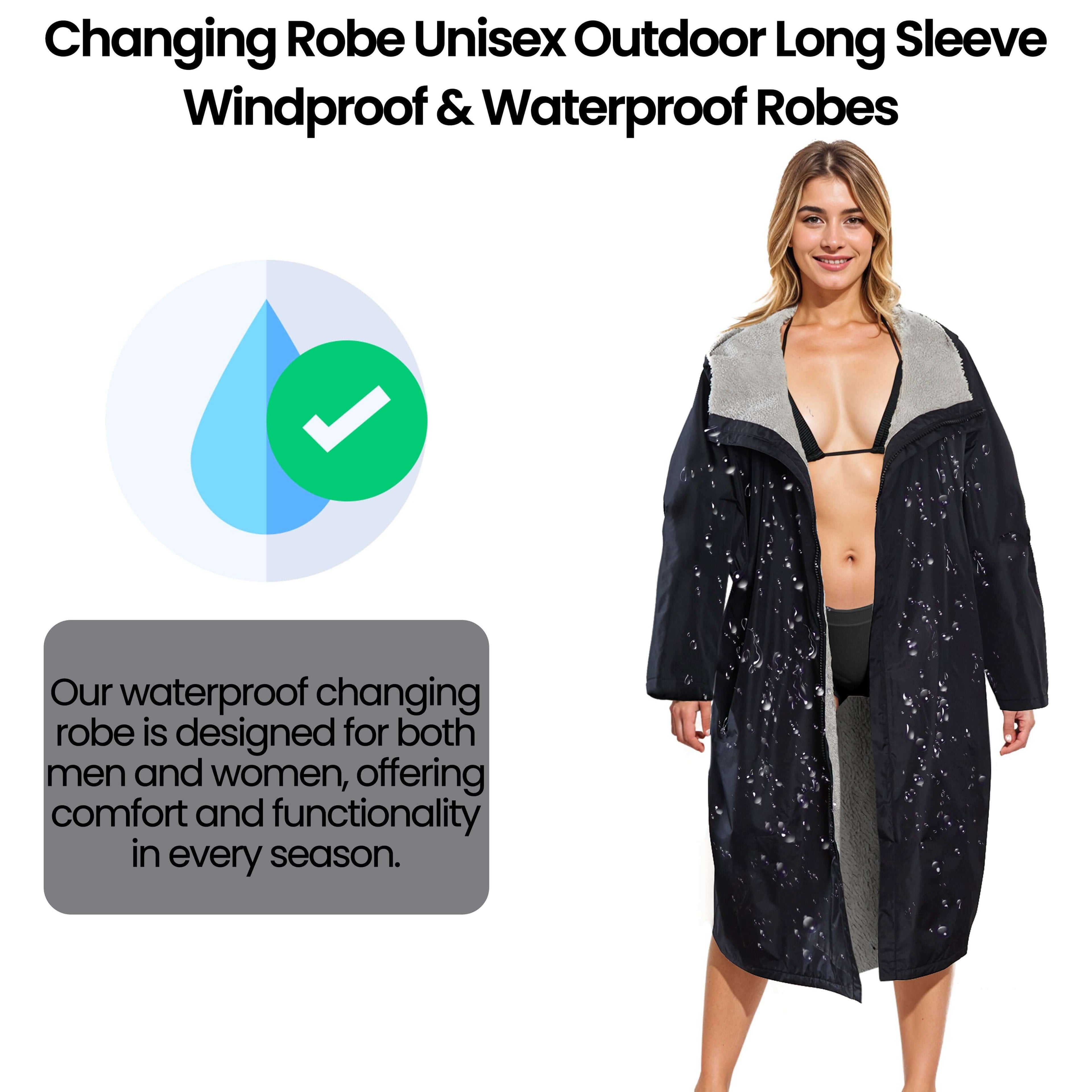 Heatwave Thermalwear Unisex Waterproof Windproof Changing Robe Hooded Outdoor Coat