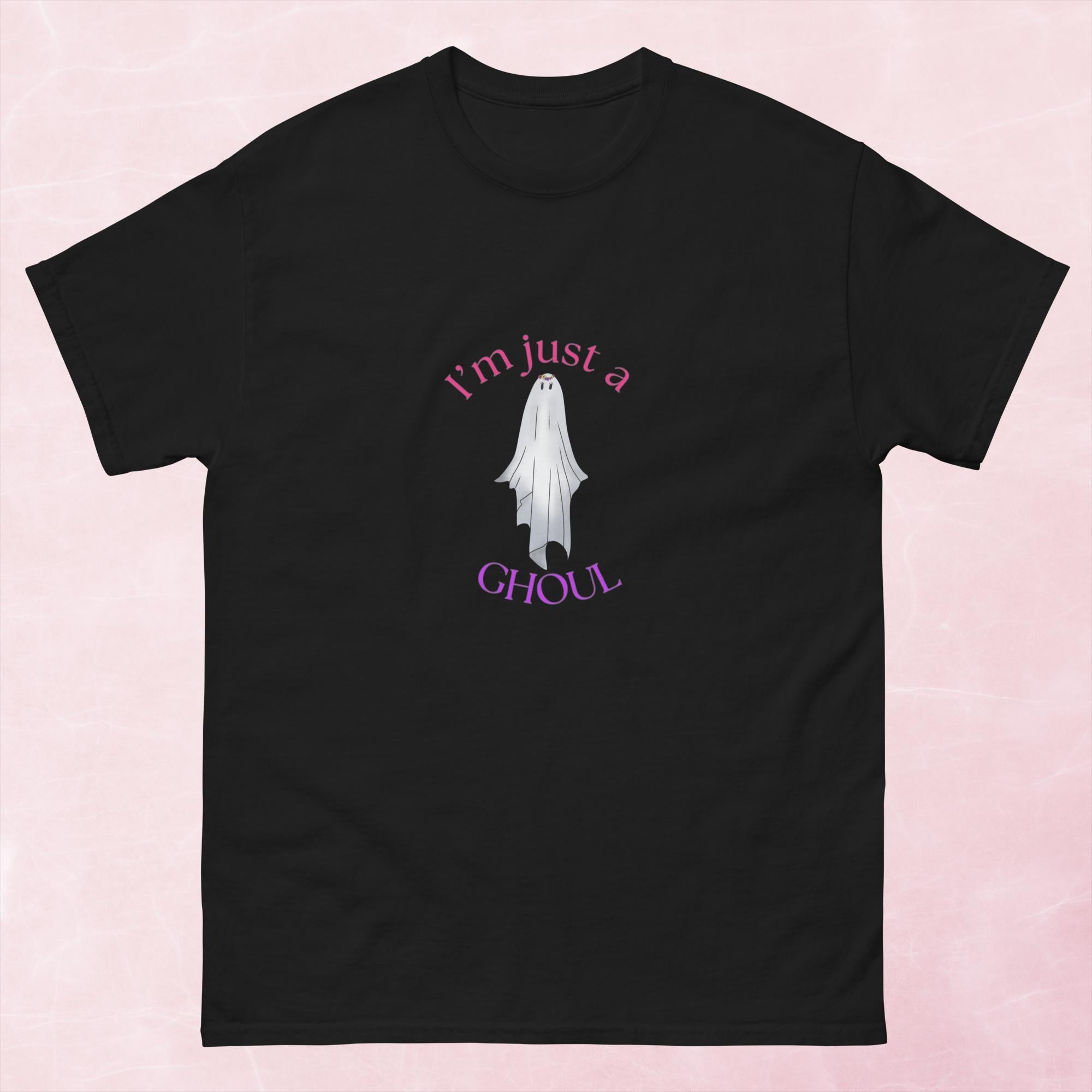 Cool funny I'm just a ghoul ghost Halloween unisex graphic hand illustrated t-shirt