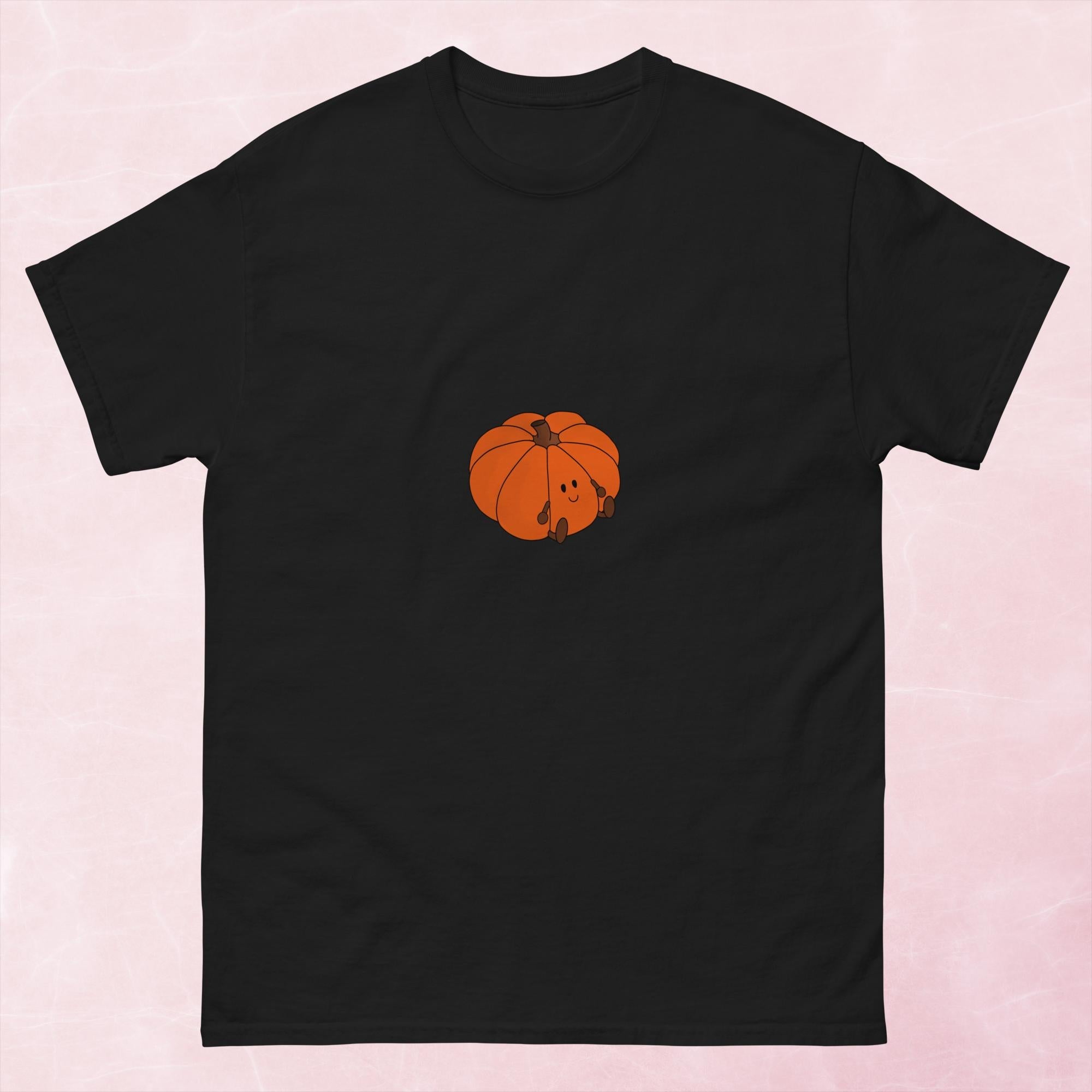 Cool hand illustrated cute happy orange pumpkin graphic unisex t-shirt