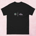 Cool hand illustrated cauldron sword and batwing fantasy book unisex graphic t-shirt