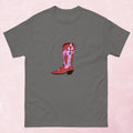 Pink hand illustrated western cowboy boot unisex graphic t-shirt