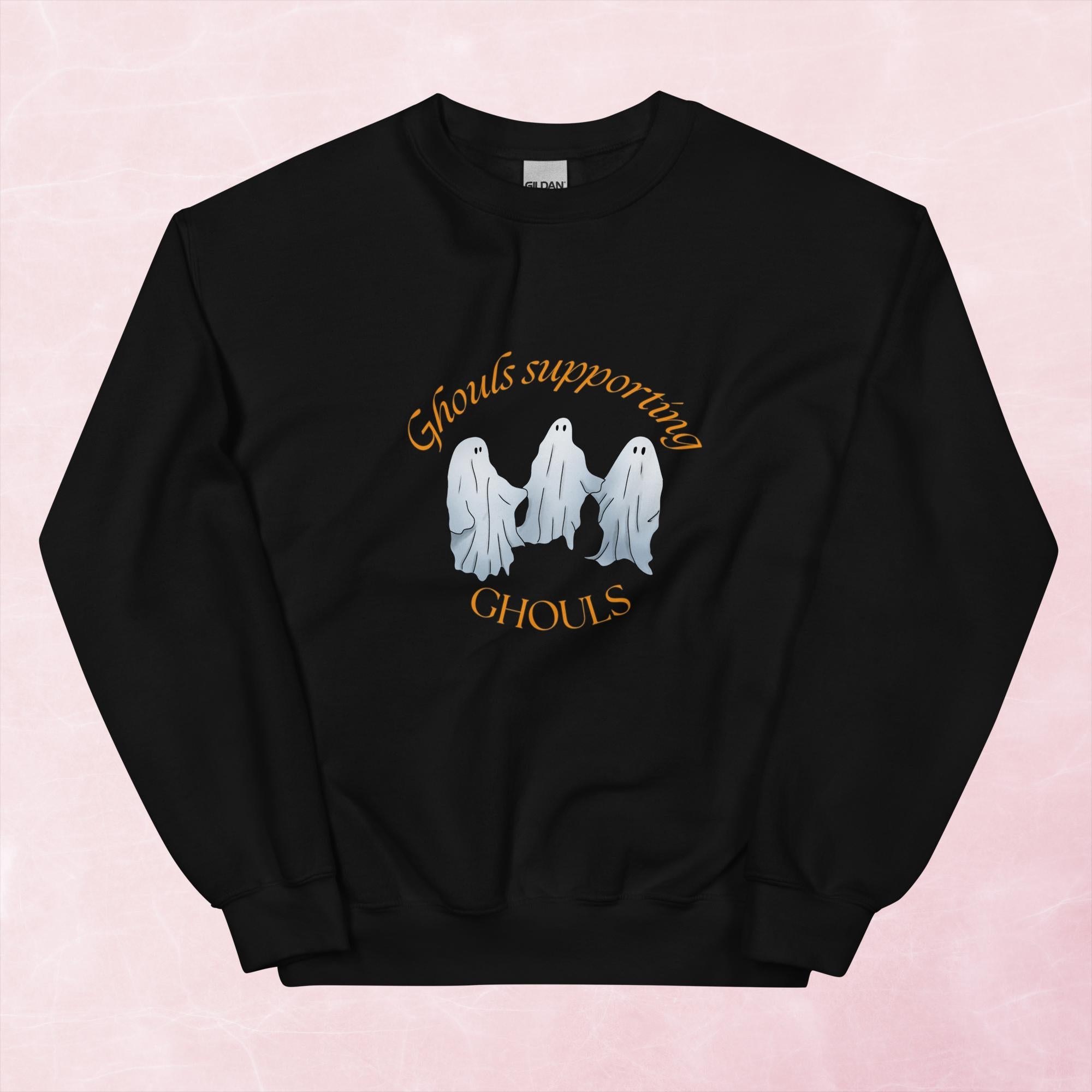 Cool quirky ghouls supporting ghouls ghost hand illustrated graphic unisex sweatshirt