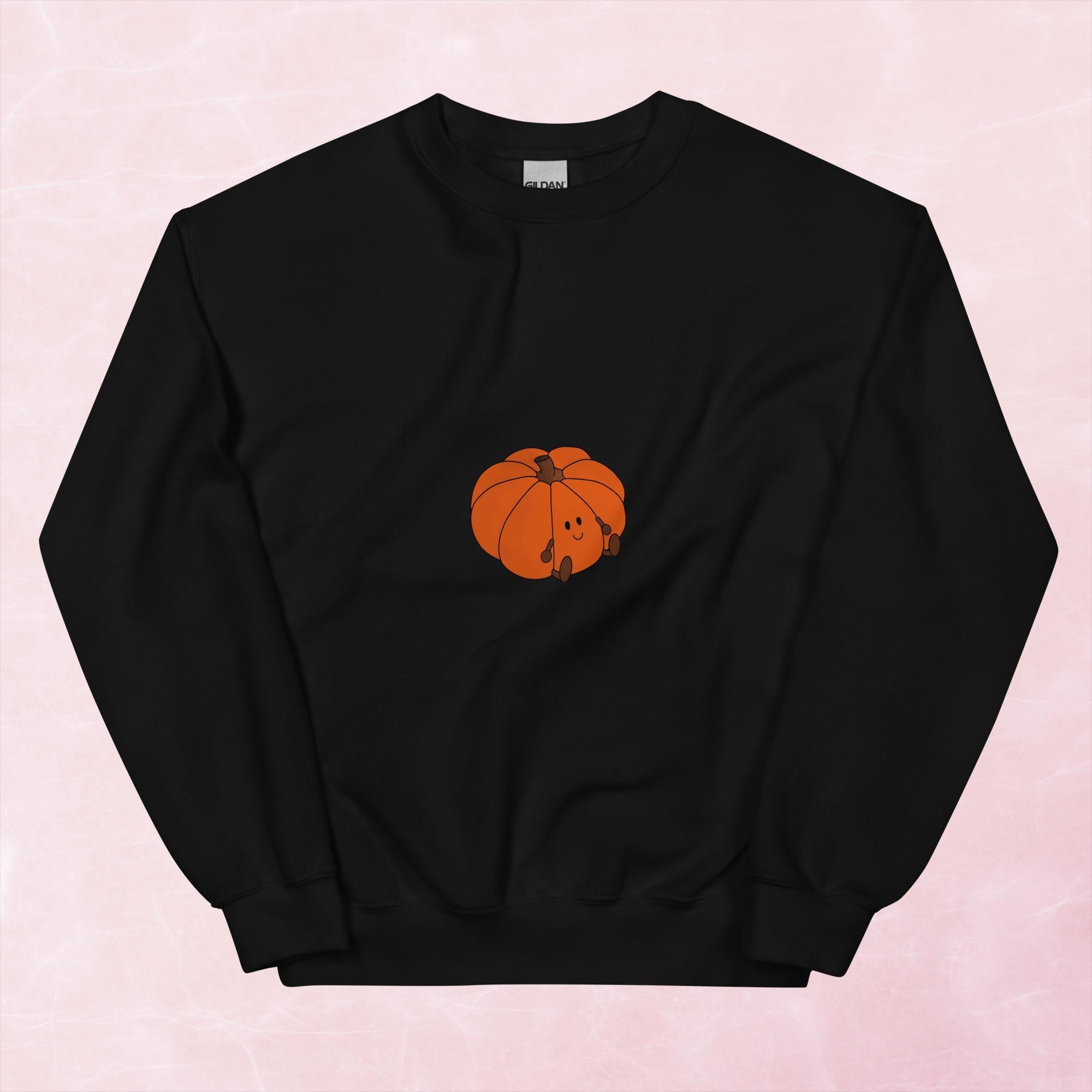 Cool hand illustrated cute happy orange pumpkin graphic unisex sweatshirt