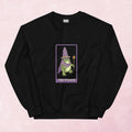 Cool quirky hand illustrated fantasy frog wizard tarot card unisex graphic sweatshirt