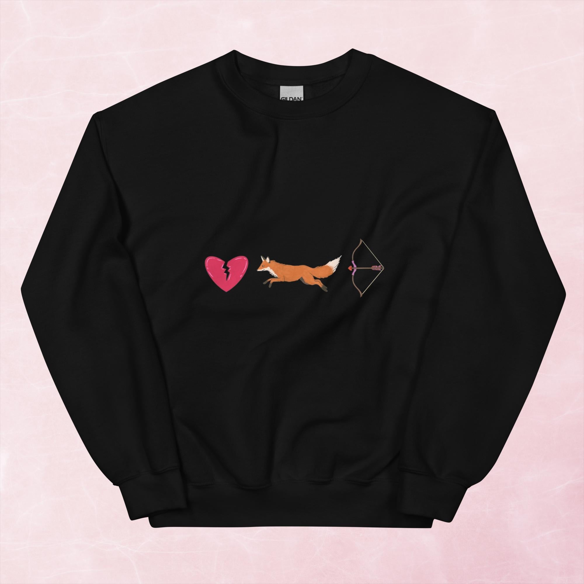 Cool hand illustrated romance archer bow and fox fantasy book themed unisex sweatshirt