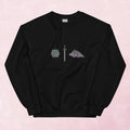 Cool hand illustrated cauldron sword and batwing fantasy book unisex graphic sweatshirt