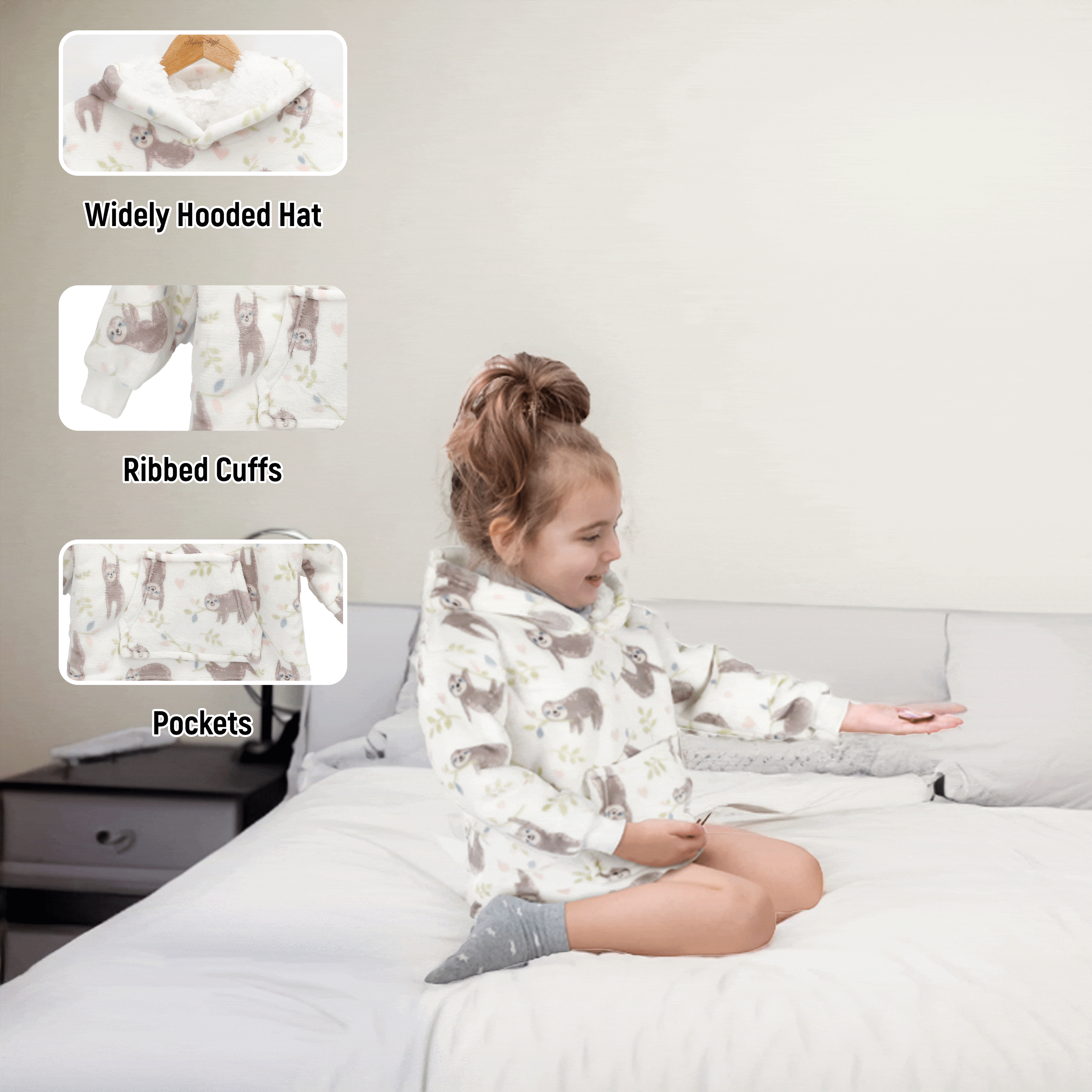 Daisy Dreamer Infant Hoodie Blanket 0-2 Years Unisex Safari Sloth Ultra Soft Super Soft Cotton Rich Essential