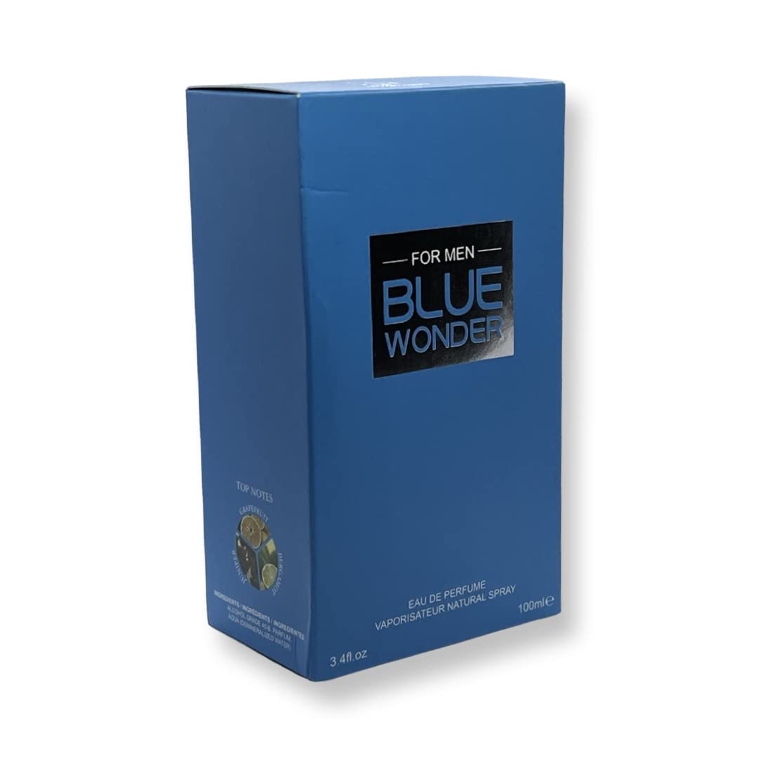 United Scents Blue Wonder For Men Eau de Parfum – 3.4 Fl Oz – Grapefruit, Juniper & Bergamot
