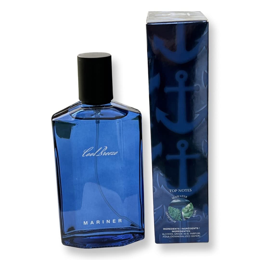 United Scents Cool Breeze MARINER Eau de Parfum for Men – 3.4 Fl Oz | Seawater, Spicy Rosemary & Fresh Mint