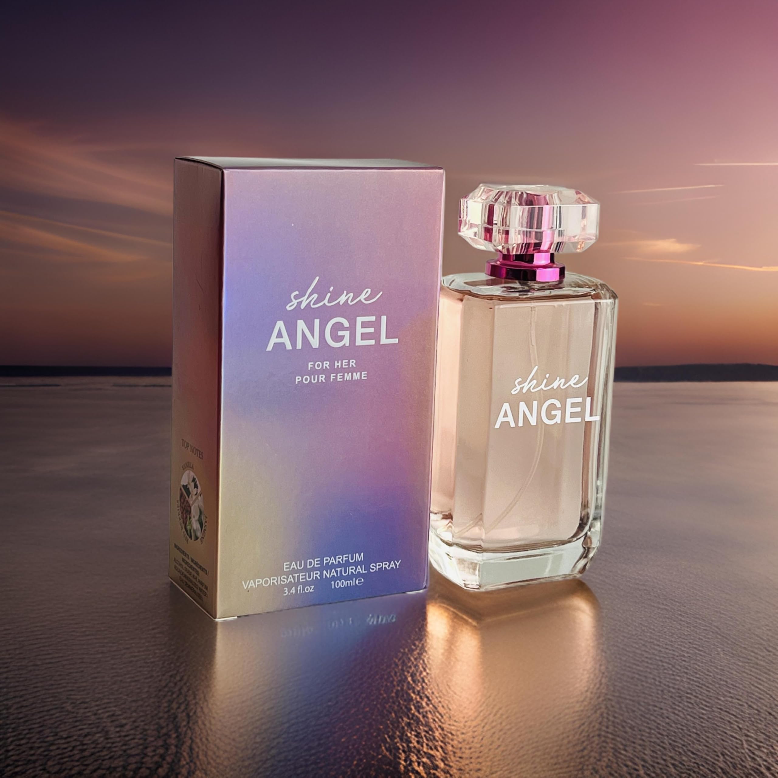 United Scents Shine Angel Eau de Parfum for Women – Musk, Raspberry Nectar, Amber, 3.4 fl oz