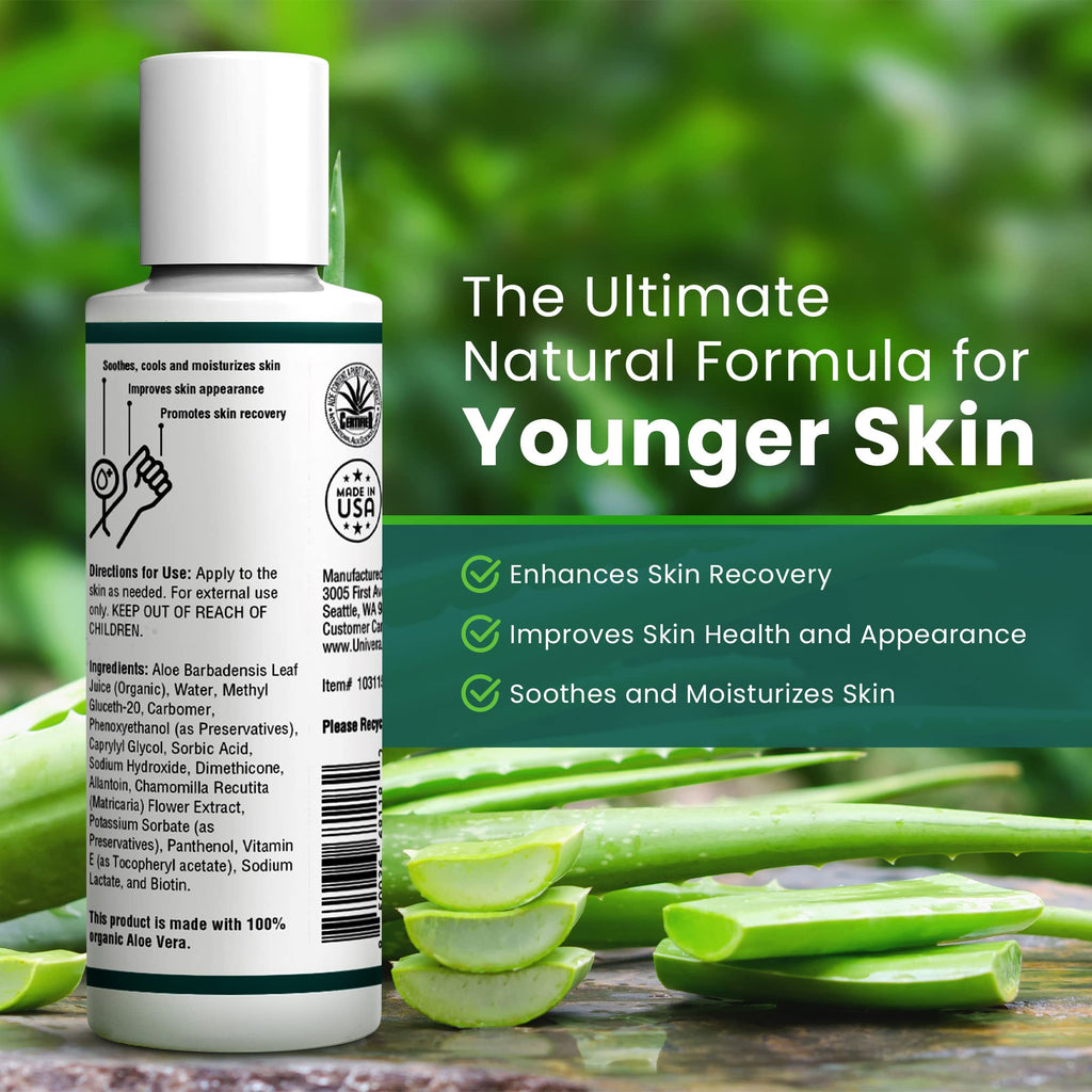 Univera Aloe in the Raw – 100% Pure Organic Aloe Vera Gel for All Skin Types (4 oz)