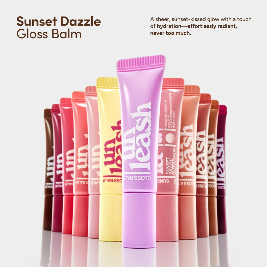 UNLEASHIA Sunset Dazzle Gloss Balm | Hydrating Tinted Lip Balm with Peptides & Vitamins | Vegan