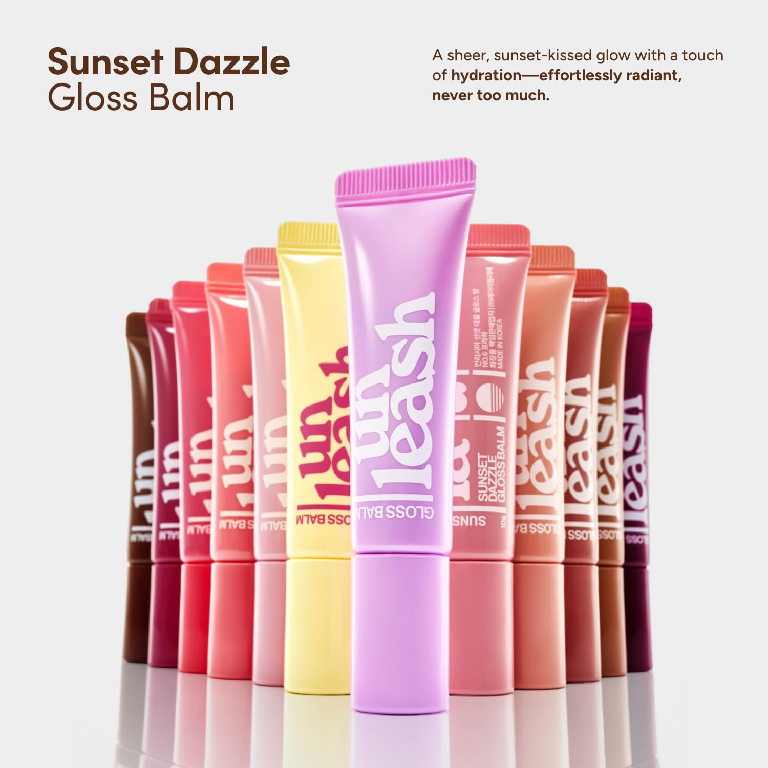 UNLEASHIA Sunset Dazzle Gloss Balm | Hydrating Tinted Lip Balm with Peptides & Vitamins | Vegan