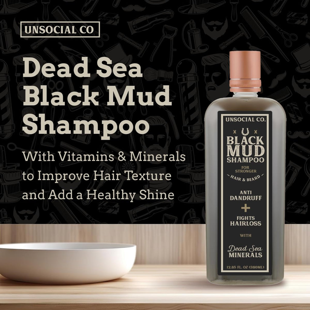 Unsocial Co. Shampoo – Thicker Hair & Beard Growth, Natural Ingredients, 12.85 Fl Oz