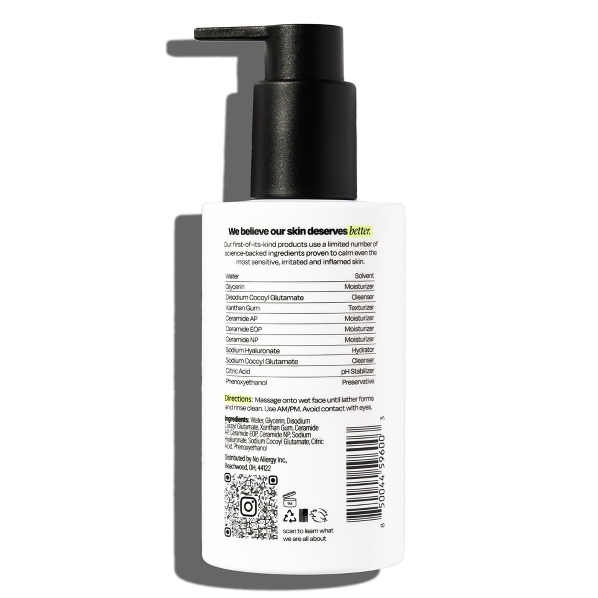 Untoxicated Face Wash – Gentle & Hydrating Cleanser for Sensitive Skin | Ceramides, Hyaluronic Acid & Glycerin | Soap Free, Fragrance Free, 7 oz