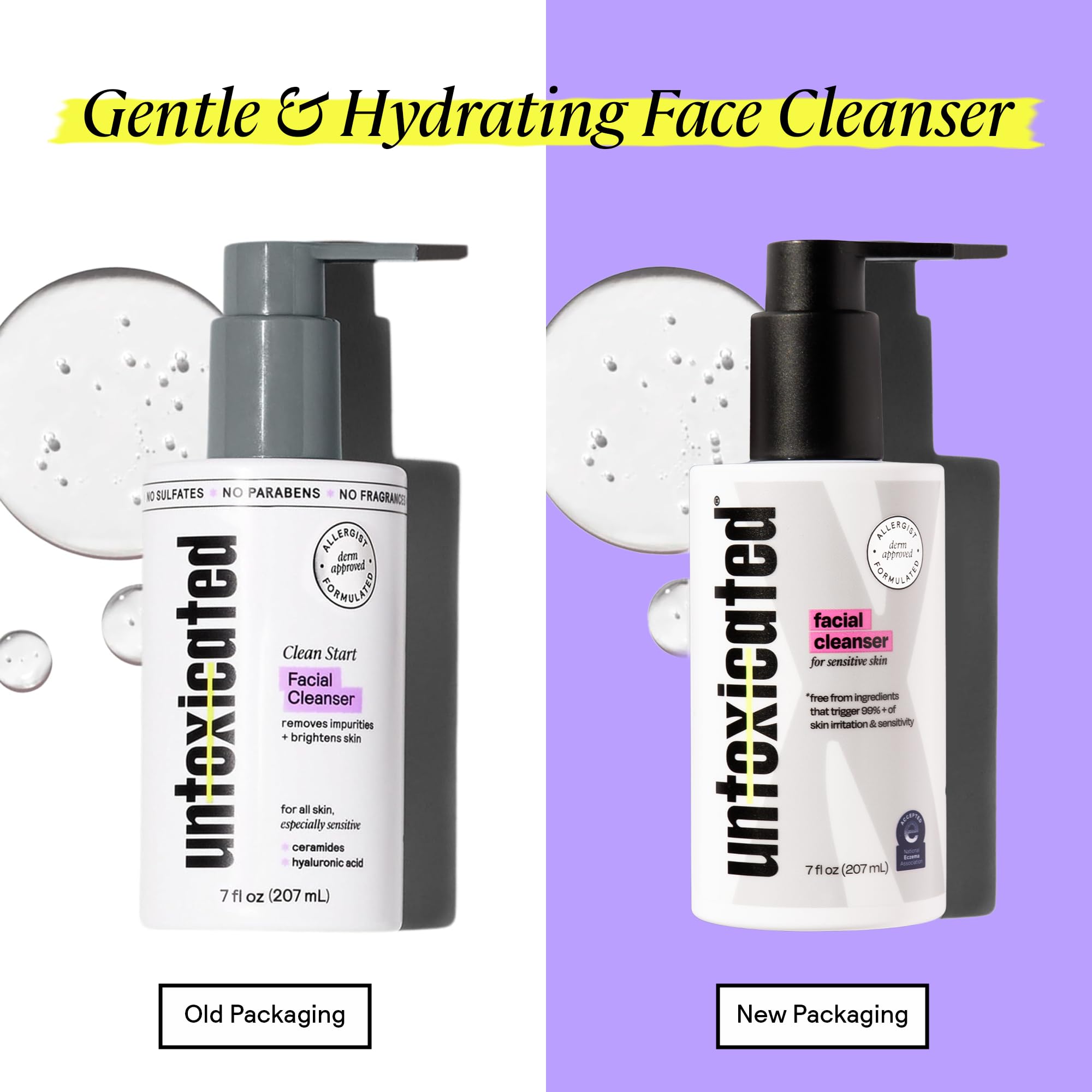 Untoxicated Face Wash – Gentle & Hydrating Cleanser for Sensitive Skin | Ceramides, Hyaluronic Acid & Glycerin | Soap Free, Fragrance Free, 7 oz
