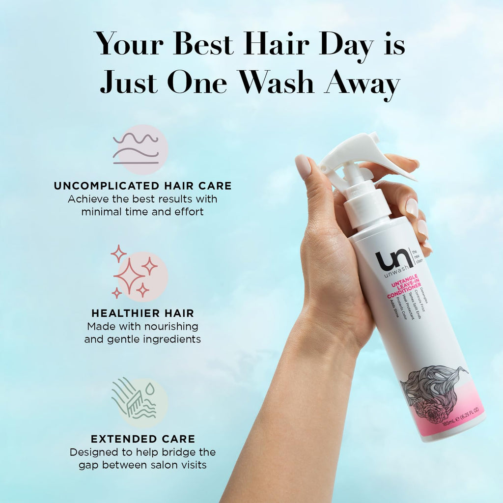 Unwash Untangle Leave-In Conditioner – Gentle Detangling, Frizz Control, Heat Protection | Vegan & Cruelty-Free