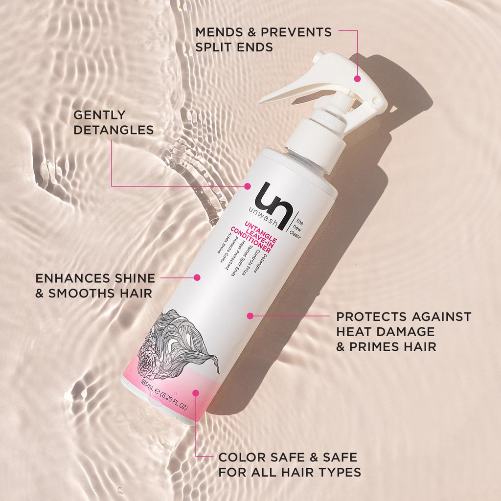 Unwash Untangle Leave-In Conditioner – Gentle Detangling, Frizz Control, Heat Protection | Vegan & Cruelty-Free