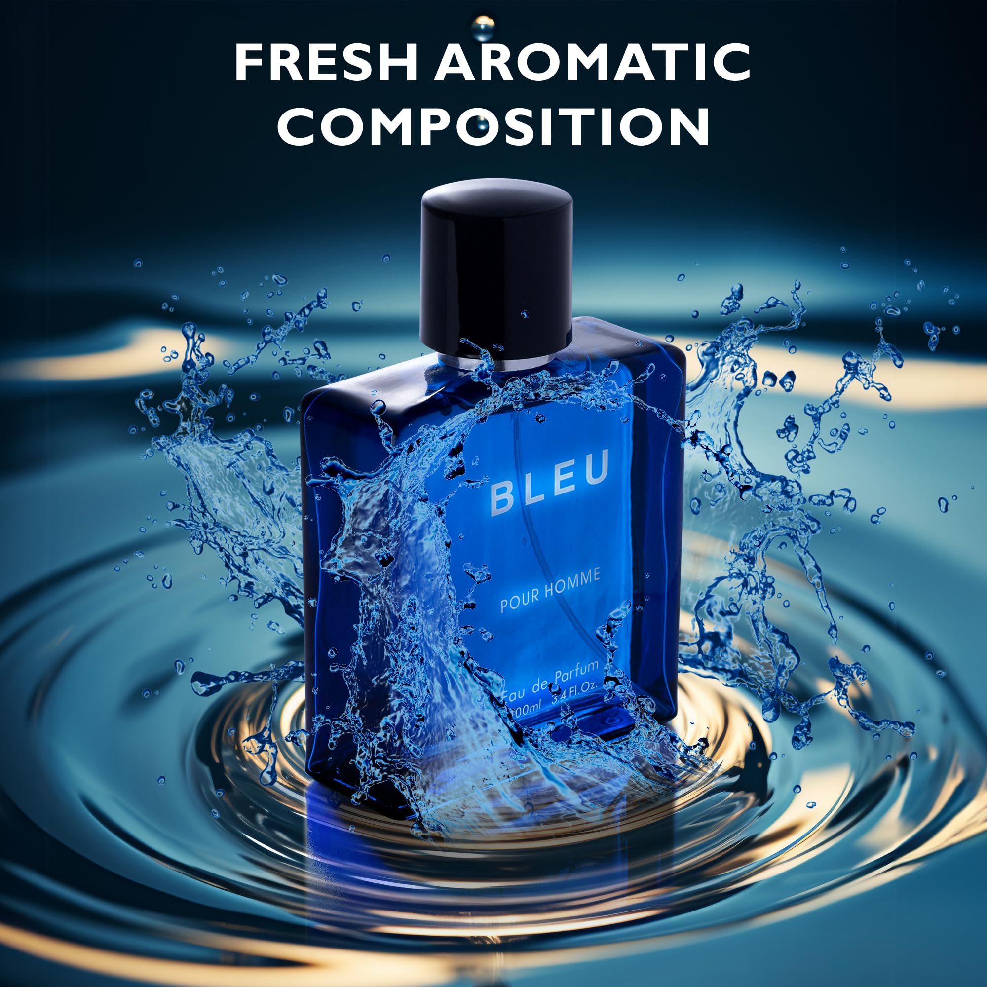 Bleu for Men Eau de Parfum – Citrusy Top Notes, Aromatic Spices & Warm Woody Undertones | 3.4 fl oz