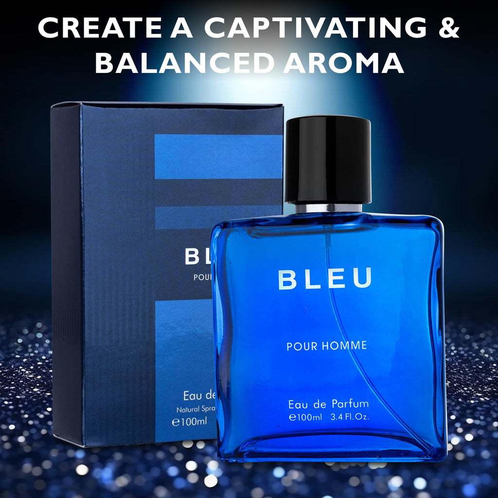 Bleu for Men Eau de Parfum – Citrusy Top Notes, Aromatic Spices & Warm Woody Undertones | 3.4 fl oz