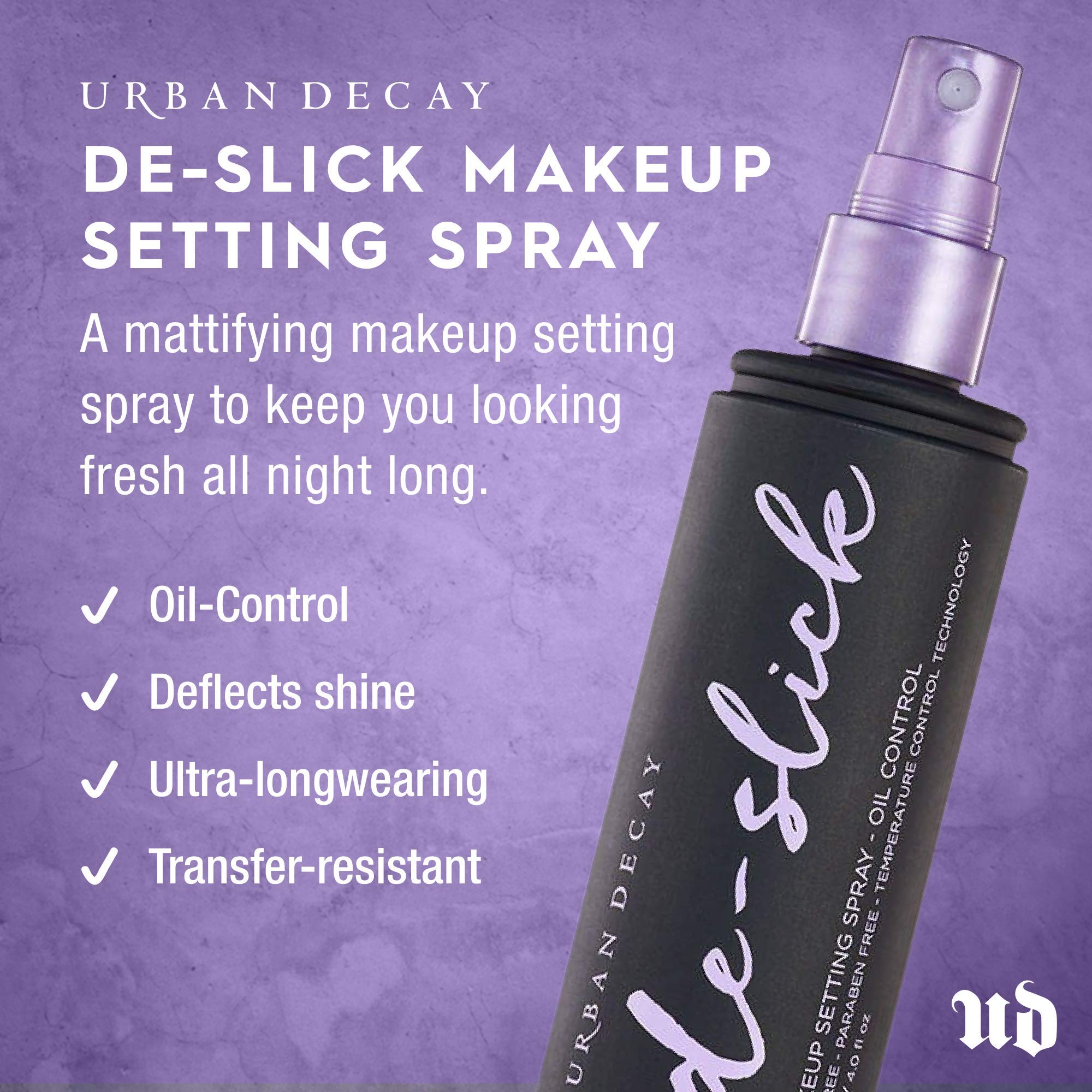 Urban Decay De-Slick Matte Setting Spray – Oil & Shine Control, Waterproof, Vegan (4 fl oz)