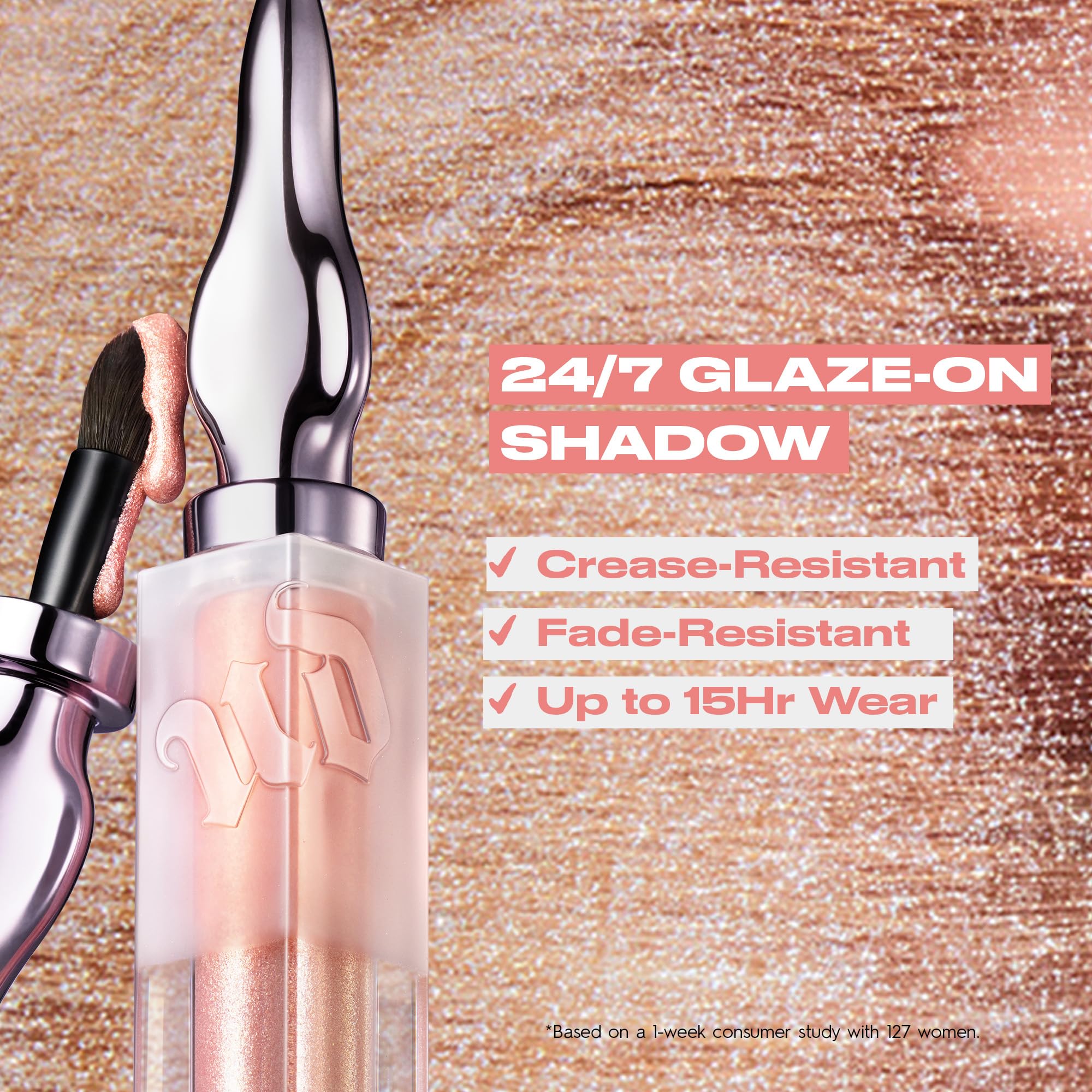URBAN DECAY 24/7 Glaze-On Liquid Eyeshadow Sunshine Tax & Pink Gold Duo Chrome | Built-In Brush, Crease-Resistant, 0.1 fl oz