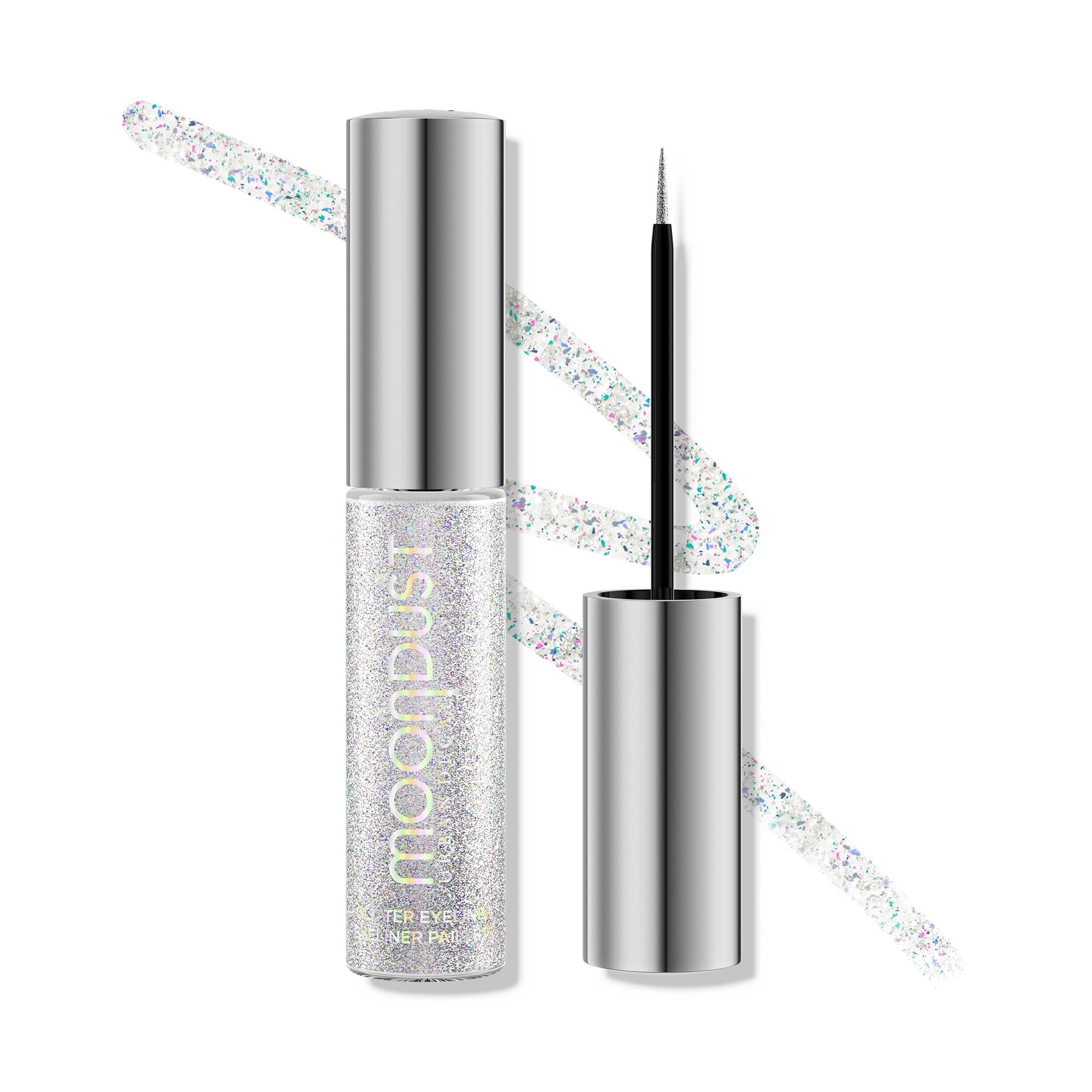 URBAN DECAY Moondust Liquid Glitter Eyeliner (Pyro) – Iridescent Silver Glitter, 0.25 fl oz