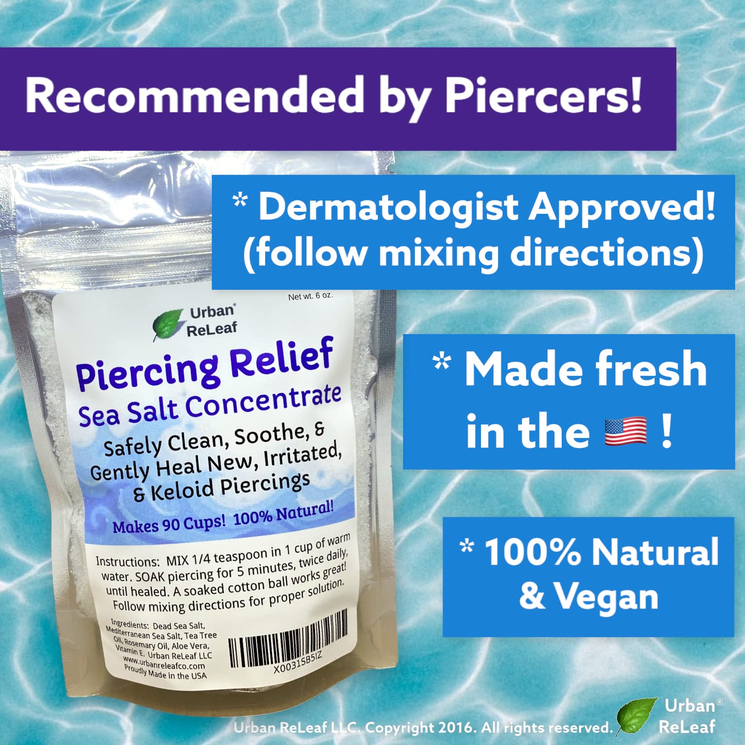 Urban ReLeaf Piercing Relief Sea Salt Concentrate Aftercare — 6 oz, Makes 90 Cups