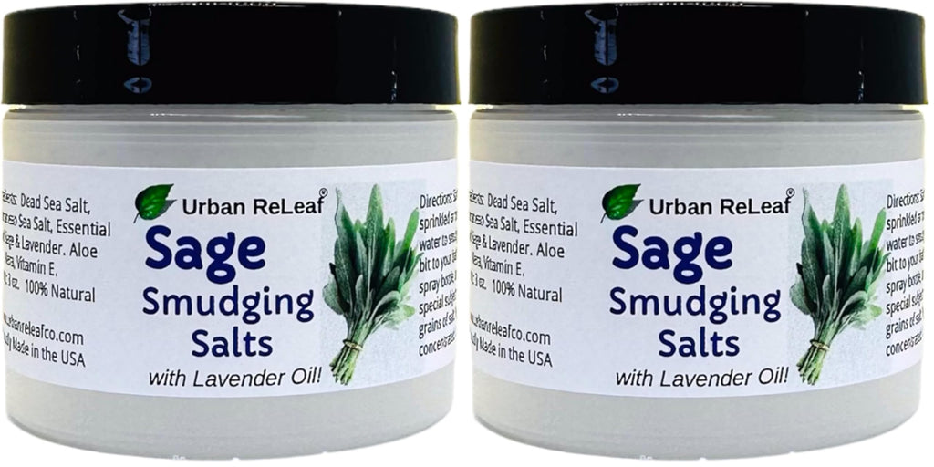 Urban ReLeaf Sage Smudging Salts with Lavender Oil – Smokeless Cleansing (Pack of 2)