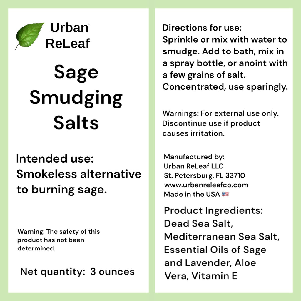 Urban ReLeaf Sage Smudging Salts with Lavender Oil – Smokeless Cleansing (Pack of 2)