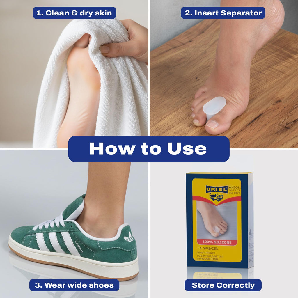 URIEL Soft Gel Toe Spacers with Mineral Oil – Silicone Toe Separators for Daily Comfort