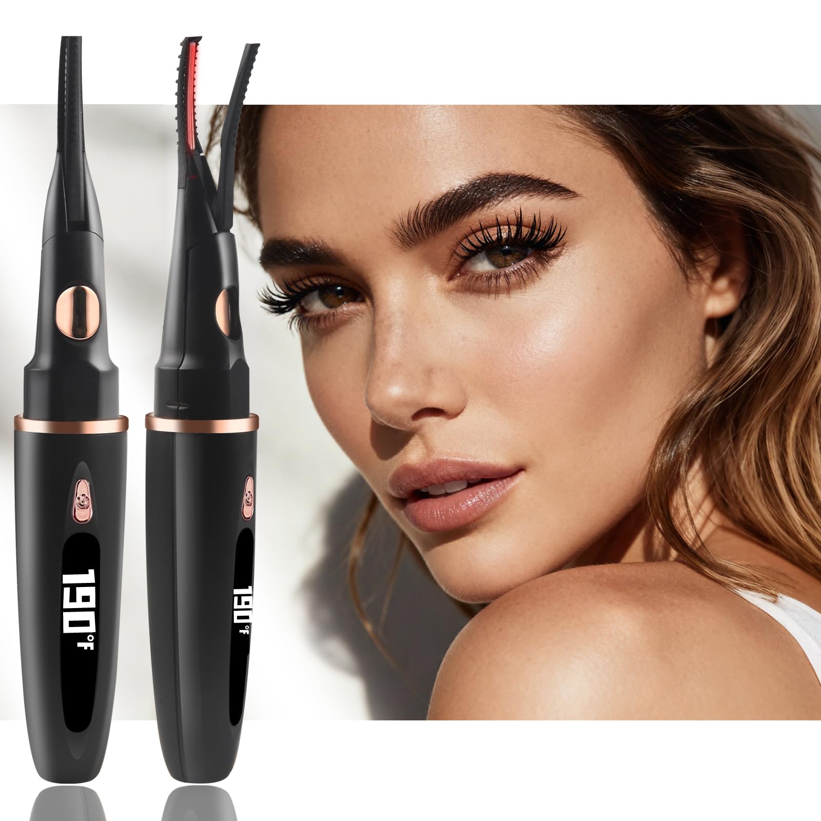 URSOBTF Heated Eyelash Curler – 2-in-1 Clip-Type, LED Display, 3 Temps, USB-C Rechargeable
