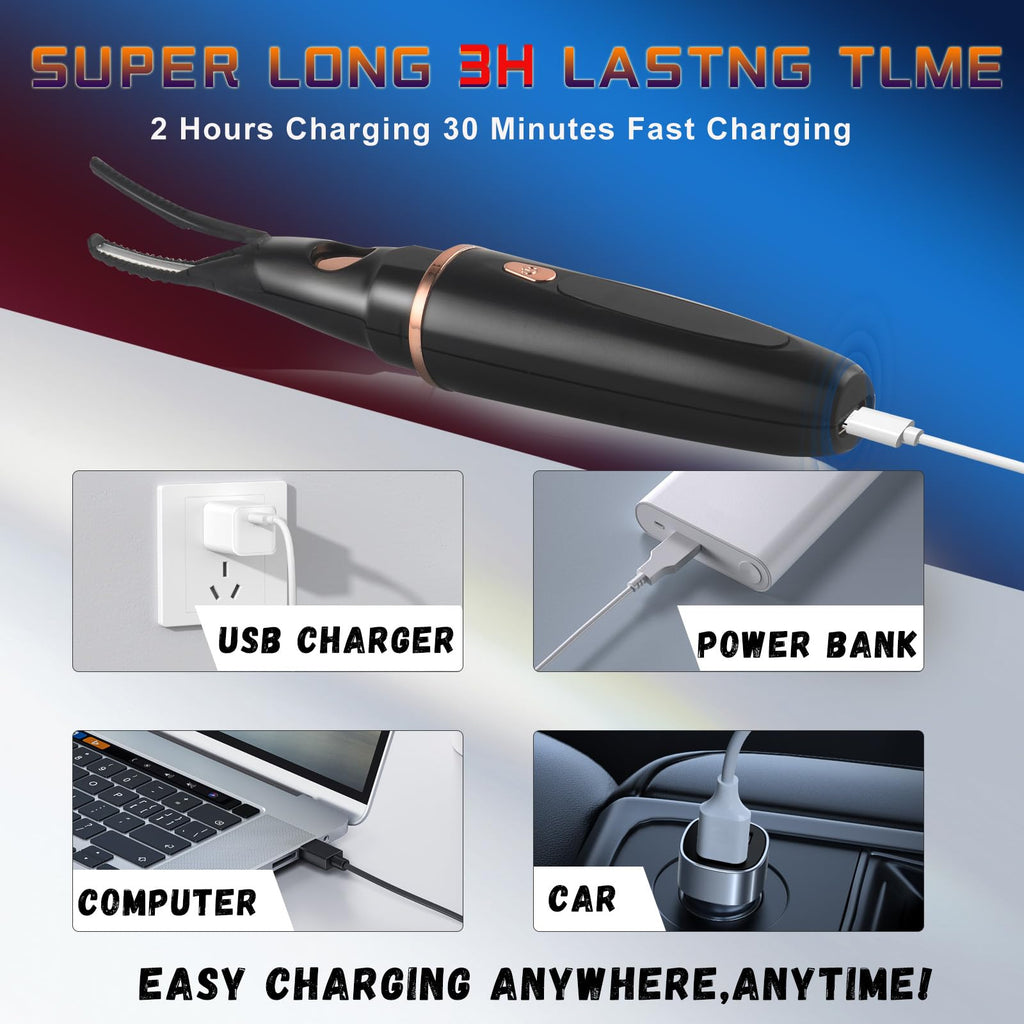 URSOBTF Heated Eyelash Curler – 2-in-1 Clip-Type, LED Display, 3 Temps, USB-C Rechargeable