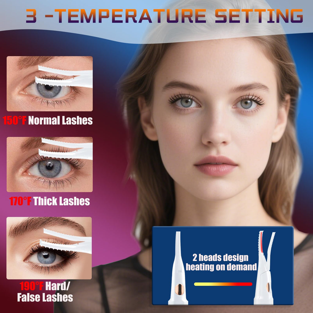 URSOBTF Heated Eyelash Curler – 2-in-1 Clip-Type, 5S Heat, LED Display, USB-C Rechargeable