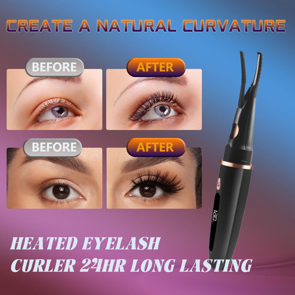 URSOBTF Heated Eyelash Curler – 2-in-1 Clip-Type, LED Display, 3 Temps, USB-C Rechargeable