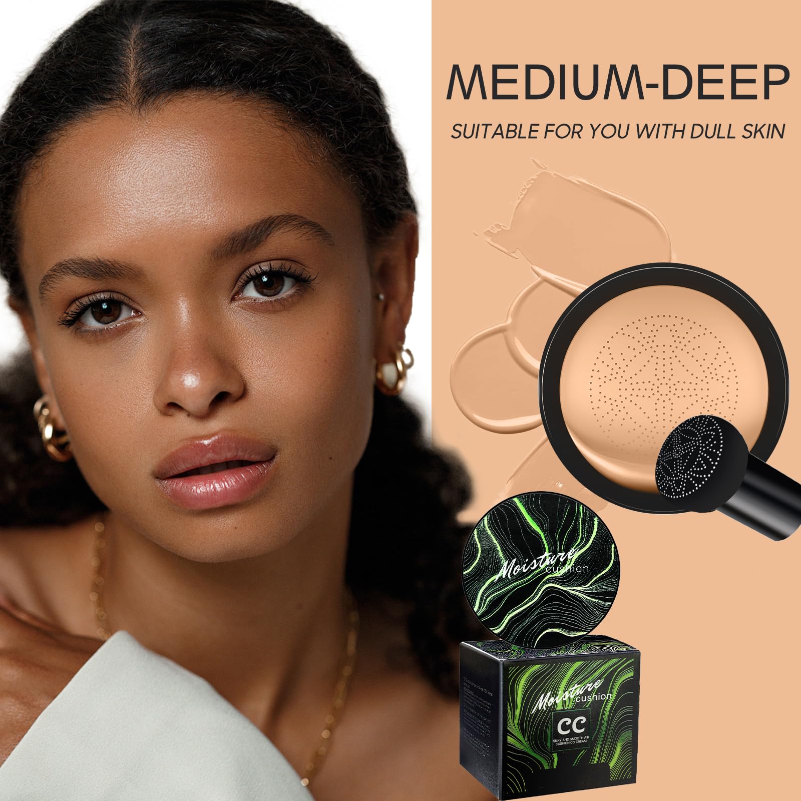Ursoulney Mushroom Head Air Cushion CC Cream - Tattoo Cover-Up BB Foundation, Moisturizing, Long-Lasting (2 PCS Medium)